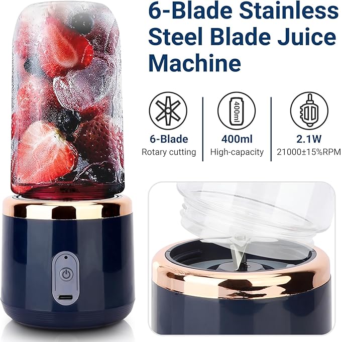 High Quality Twin Gear Portable Juice Blender Blue