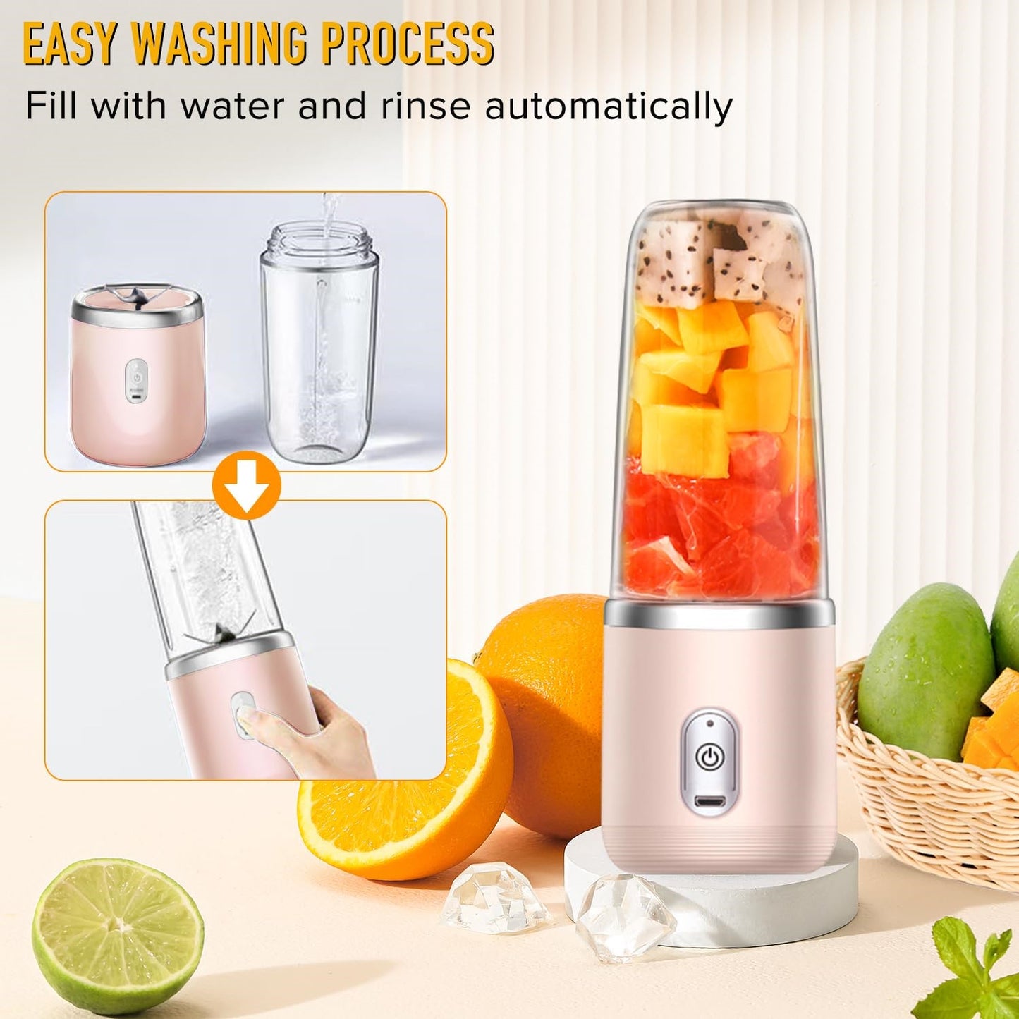 High Quality Twin Gear Portable Juice Blender Pink